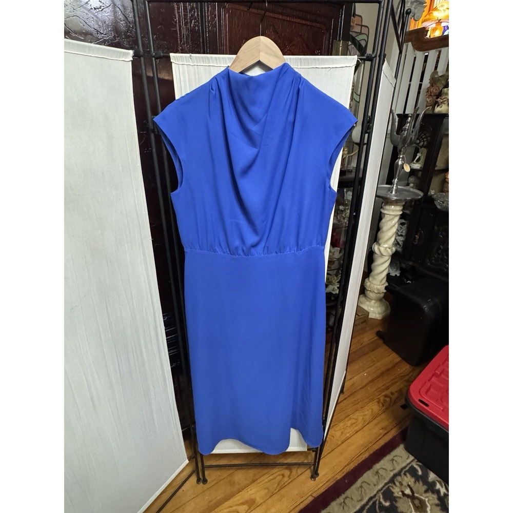 Ann Taylor Womens Size 6 Cobalt Blue Cowl Neck Sheath Dress Career
